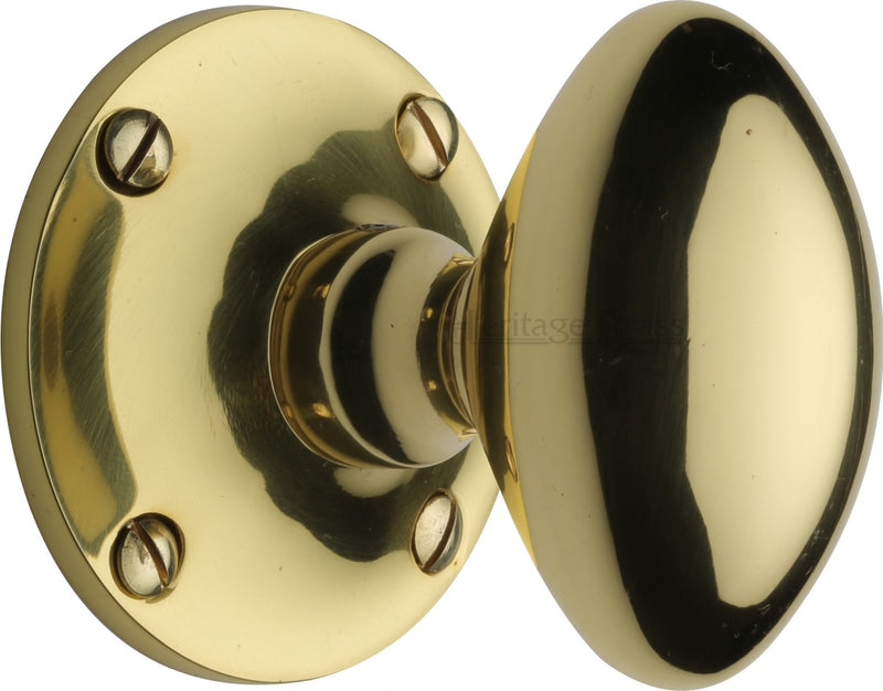 Mayfair Oval Mortice Knobs - Polished Brass