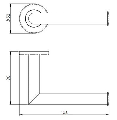 Mitred Round Bar Toilet Roll Holder - Concealed Fix Roses - Polished Stainless Steel