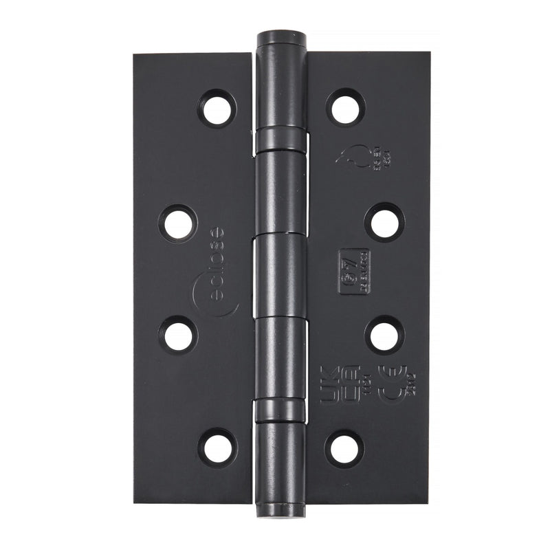 Narrow Leaf Washered Hinges - Grade 7 - Fire Rated - CE / UKCA Marked - Certifire Approved - 40kg Weight Limit - 102mm x 67mm - Matt Black Powder Coat