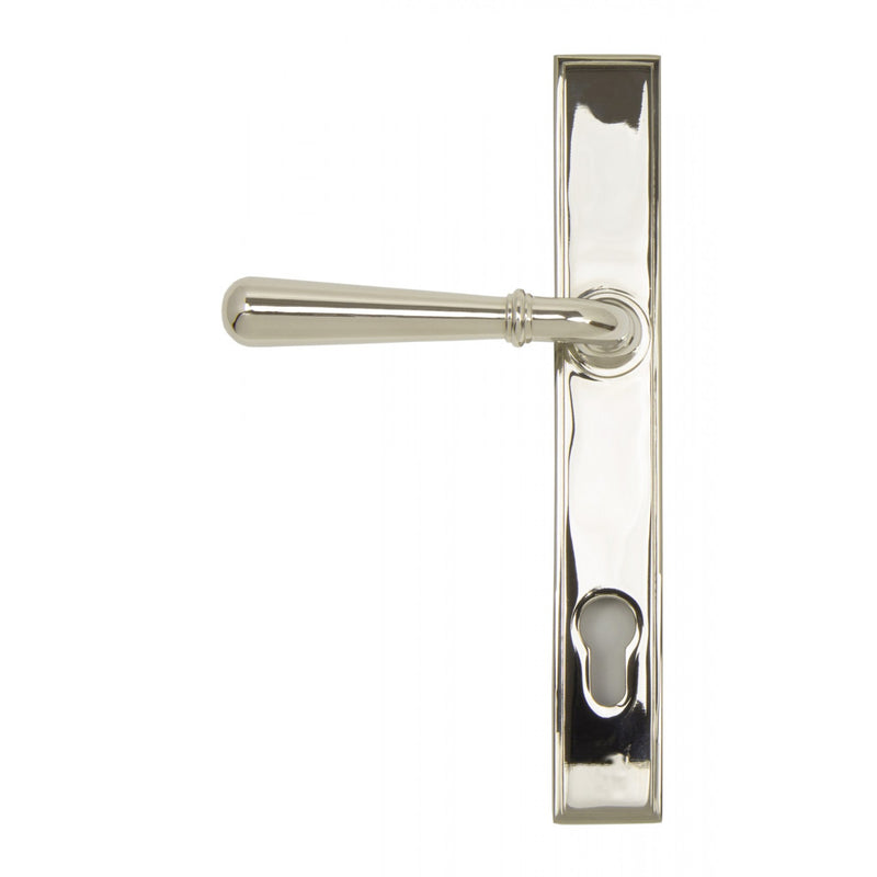 Newbury Slimline Lever Multi Point Door Lever Handles - 92mm Euro Centres - 212mm Bolt Centres - 244mm x 36mm Back Plate - Polished Nickel