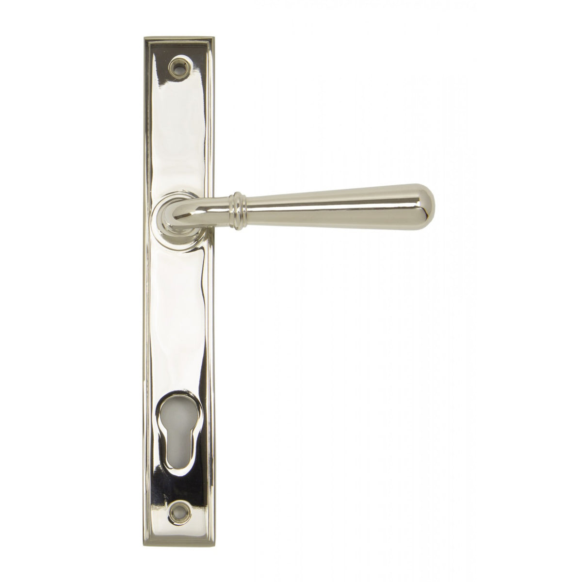 Newbury Slimline Lever Multi Point Door Lever Handles - 92mm Euro Centres - 212mm Bolt Centres - 244mm x 36mm Back Plate - Polished Nickel