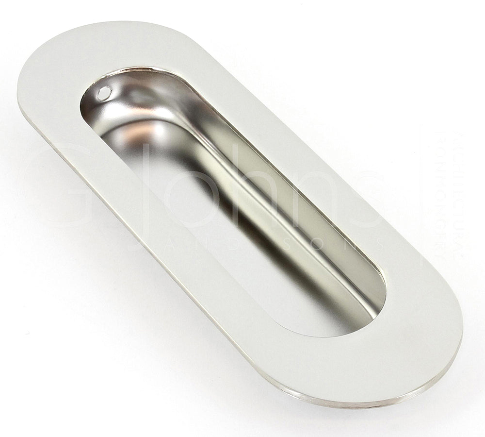 Oval Shape Flush Pull Handle - 120mm x 40mm - Polished Stainless Steel