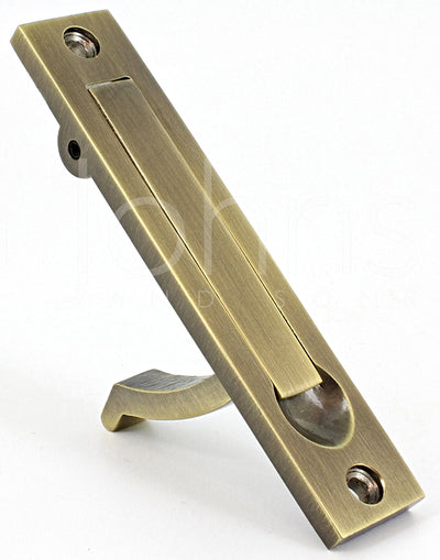 Pocket Door Edge Pull - Spring Loaded - Antique Brass (Gloss Lacquered)