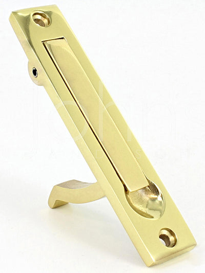 Pocket Door Edge Pull - Spring Loaded - Polished Brass (Lacquered)