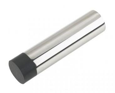 Wall / Skirting Mounted Cylinder Door Stop - 75mm Projection - Polished Stainless Steel