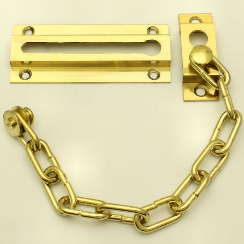 Front Door Security Chain - Polished Brass - G Johns & Sons Ltd - Architectural Ironmongery