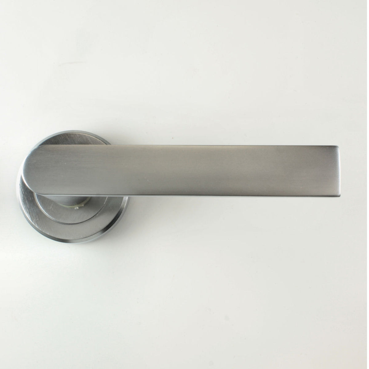 Edge Lever - Round Rose Door Handles - Serozzetta M Collection - Satin Chrome - G Johns & Sons Ltd - Architectural Ironmongery