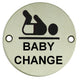 Baby Change - Circular Screw Fix Sign - Polished or Satin Stainless Steel