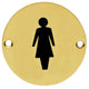 Female Symbol - Circular Screw Fix Sign - Polished Brass (Lacquered)
