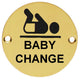 Baby Change - Circular Screw Fix Sign - Polished Brass (Lacquered)