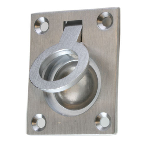 Flush Fitting Rectangular Ring Pull - Available In Two Sizes - Satin Chrome