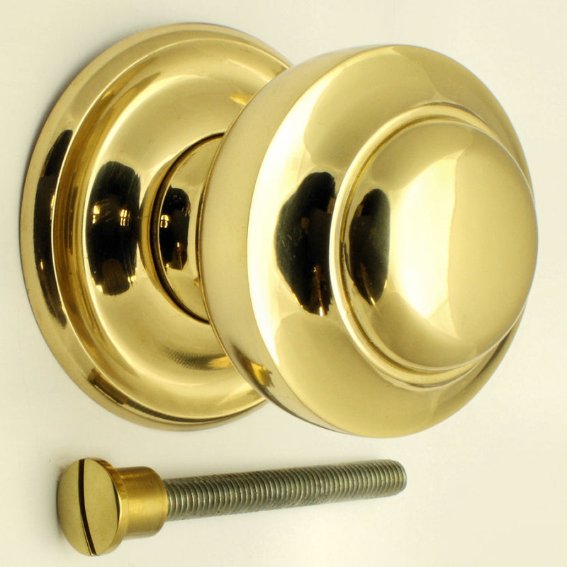 Traditional Victorian Centre Door Knob - Polished Brass - G Johns & Sons Ltd - Architectural Ironmongery
