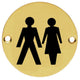 Unisex Symbol - Circular Screw Fix Sign - Polished Brass (Lacquered)