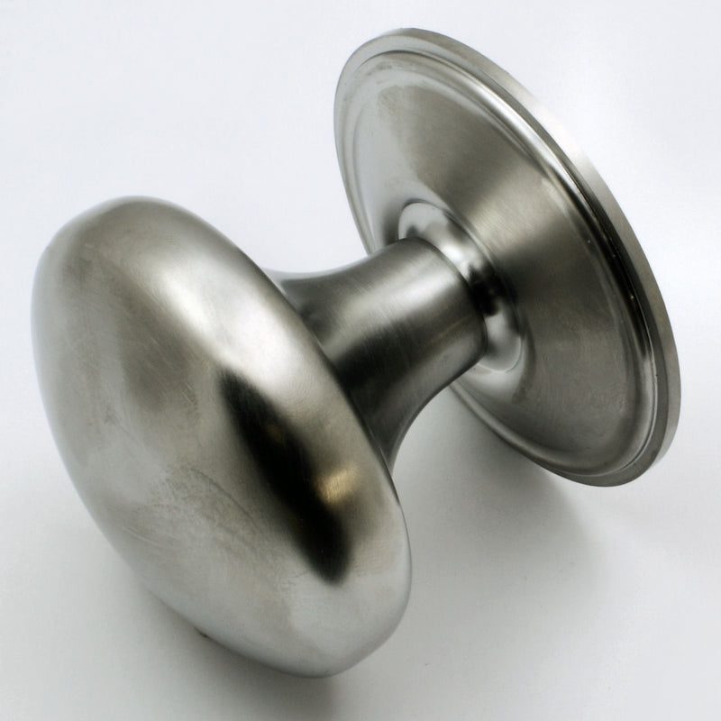 Modern Plain Style Centre Front Door Knob - Satin Chrome - G Johns & Sons Ltd - Architectural Ironmongery