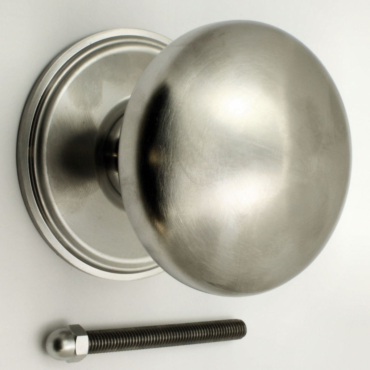 Modern Plain Style Centre Front Door Knob - Satin Chrome - G Johns & Sons Ltd - Architectural Ironmongery