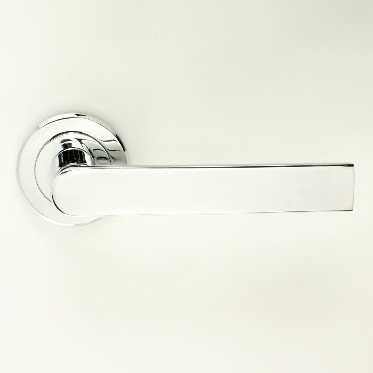 Edge Lever - Round Rose Door Handles - Serozzetta M Collection - Polished Chrome - G Johns & Sons Ltd - Architectural Ironmongery
