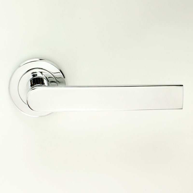 Edge Lever - Round Rose Door Handles - Serozzetta M Collection - Polished Chrome - G Johns & Sons Ltd - Architectural Ironmongery