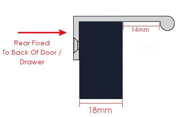 Rear Fixing Finger Edge Pull - With Rounded Edge Design - Available In 3 Sizes - Diagram