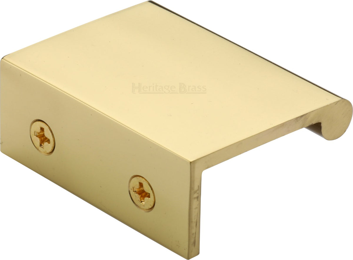 Rear Fixing Finger Edge Pull - With Rounded Edge Design - Available In 3 Sizes - Polished Brass