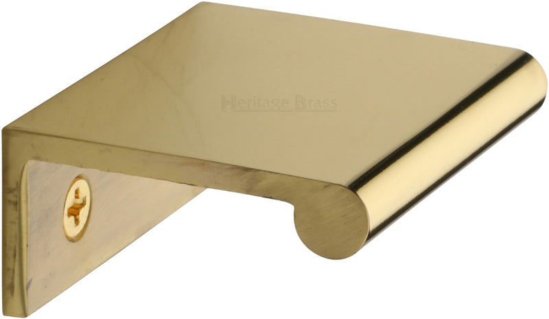 Rear Fixing Finger Edge Pull - With Rounded Edge Design - Available In 3 Sizes - Polished Brass