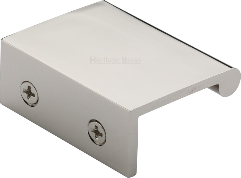 Rear Fixing Finger Edge Pull - With Rounded Edge Design - Available In 3 Sizes - Polished Nickel