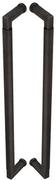 Rectangular Back To Back Pull Handle With Rounded Grip - 439mm Length (425mm Centres) - Dark Bronze (Lacquered) - Suitable For Use With FD30 / FD60 Fire Doors