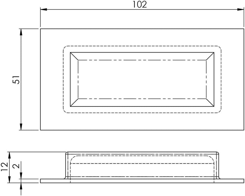 Rectangular Design Flush Pull Handle - Diagram