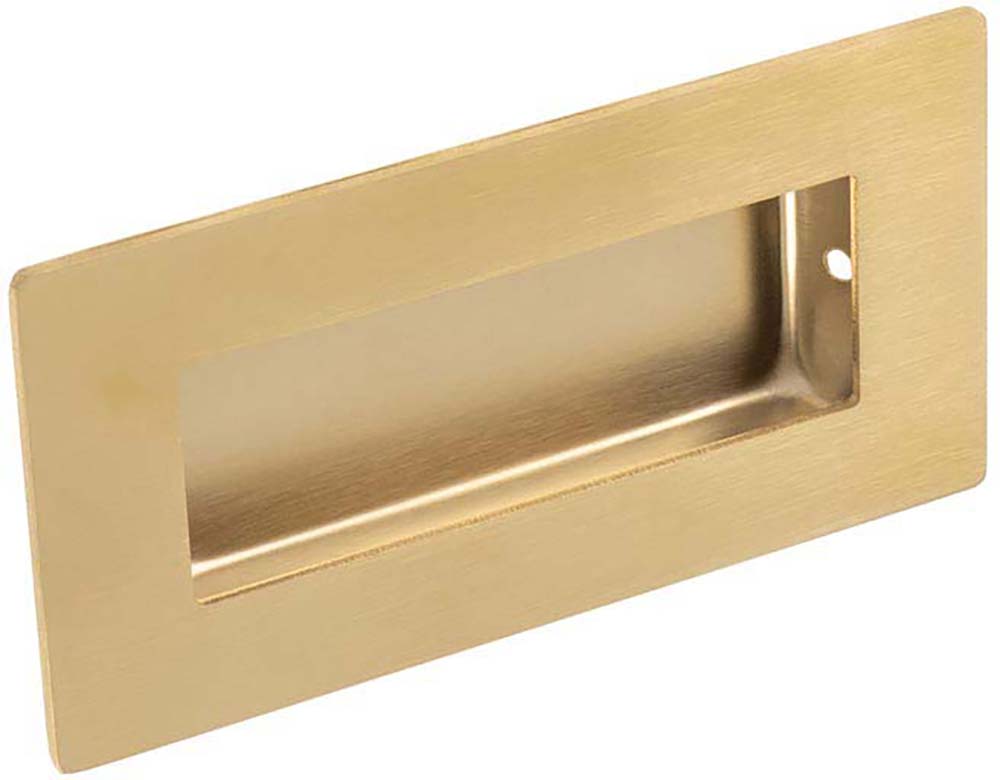 Rectangular Design Flush Pull Handle - PVD Satin Brass