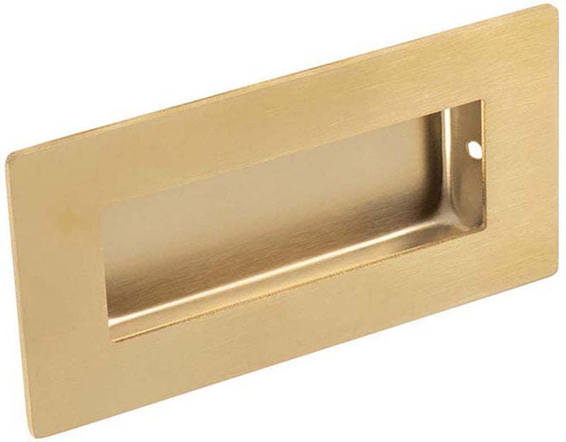 Rectangular Design Flush Pull Handle - PVD Satin Brass
