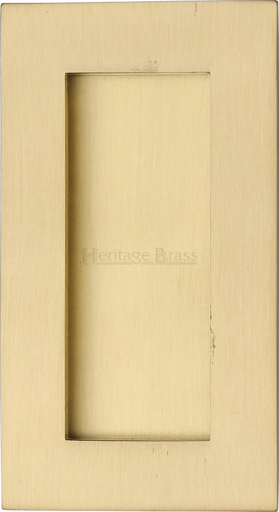 Rectangular Flush Pull Handle For Sliding Pocket Doors - Three Sizes Available - Satin Brass