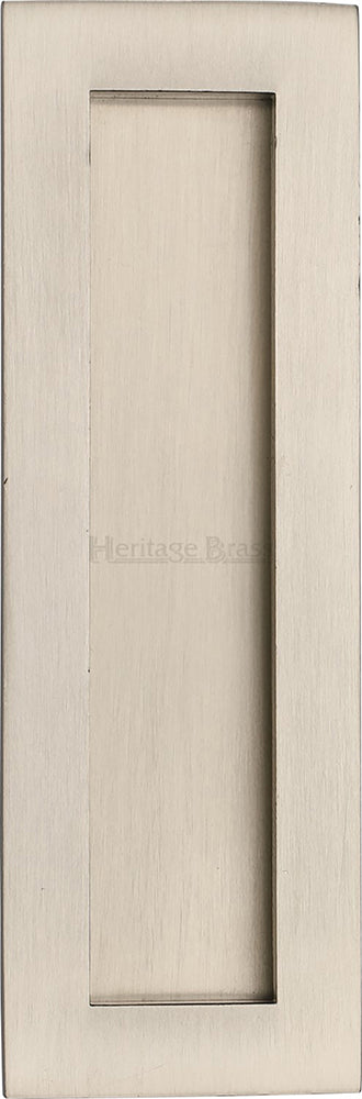 Rectangular Flush Pull Handle For Sliding Pocket Doors - Three Sizes Available - Satin Nickel