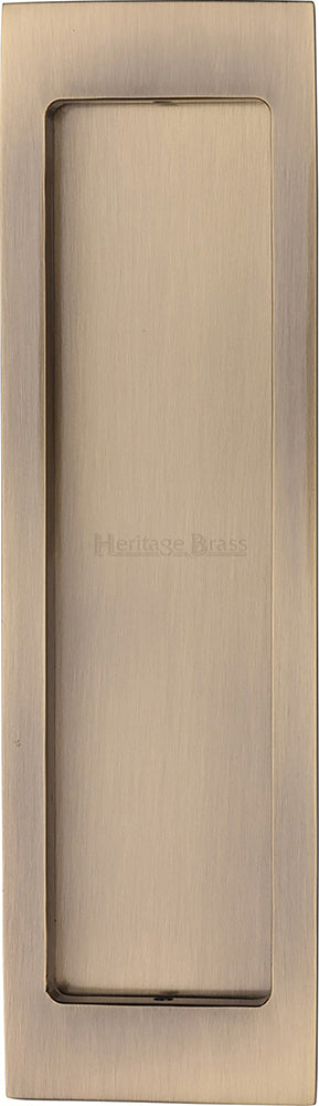 Rectangular Flush Pull Handle For Sliding Pocket Doors - 197mm x 57mm - Antique Brass (Gloss Lacquered)