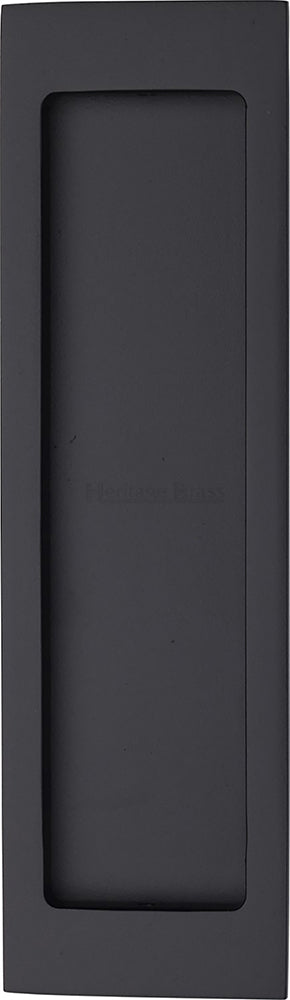 Rectangular Flush Pull Handle For Sliding Pocket Doors - 197mm x 57mm - Matt Black