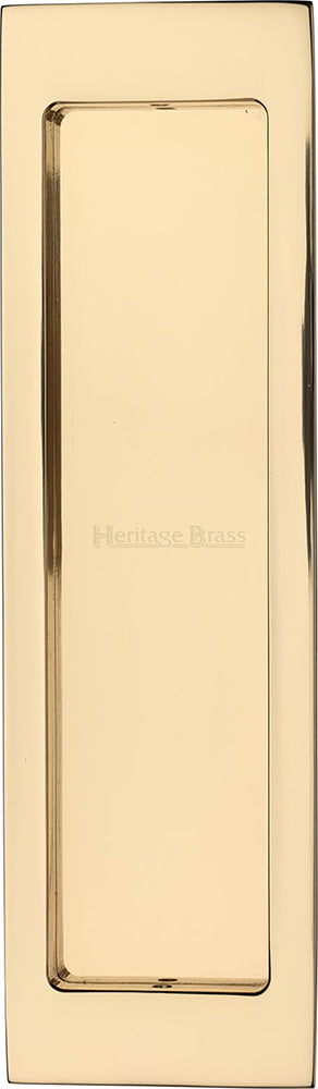Rectangular Flush Pull Handle For Sliding Pocket Doors - 197mm x 57mm - Polished Brass (Lacquered)