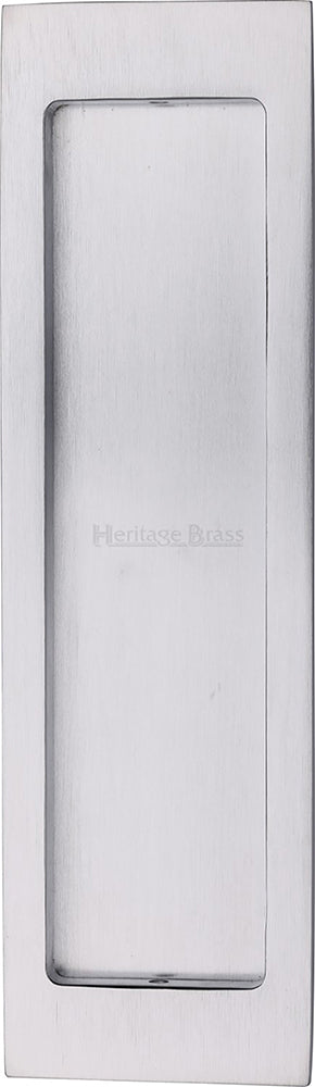Rectangular Flush Pull Handle For Sliding Pocket Doors - 197mm x 57mm - Satin Chrome
