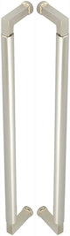 Rectangular Back To Back Pull Handle With Rounded Grip - 439mm Length (425mm Centres) - Polished Nickel - Suitable For Use With FD30 / FD60 Fire Doors
