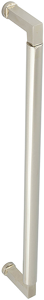 Rectangular Face Fixed Pull Handle With Rounded Grip - 439mm Length (425mm Centres) - Polished Nickel - Suitable For Use With FD30 / FD60 Fire Doors