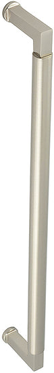 Rectangular Bolt Through Pull Handle With Rounded Grip - 439mm Length (425mm Centres) - Satin Nickel - Suitable For Use With FD30 / FD60 Fire Doors