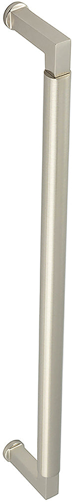Rectangular Bolt Through Pull Handle With Rounded Grip - 439mm Length (425mm Centres) - Satin Nickel - Suitable For Use With FD30 / FD60 Fire Doors