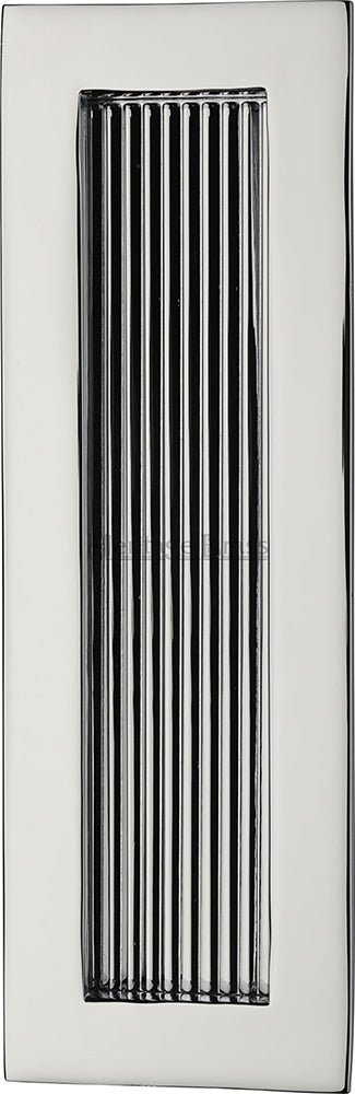 Rectangular Reeded Flush Pull Handle For Sliding Pocket Doors - Three Sizes Available - Polished Chrome