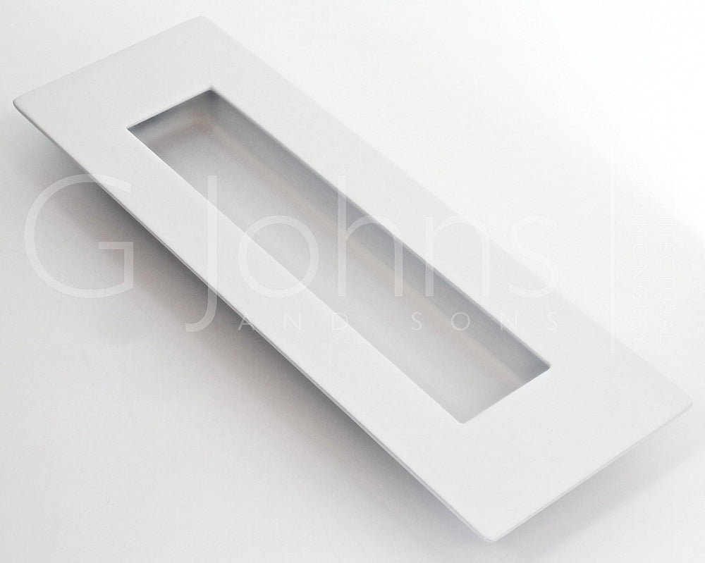 Rectangular Design Flush Pull Handle - 150mm x 50mm - Matt White