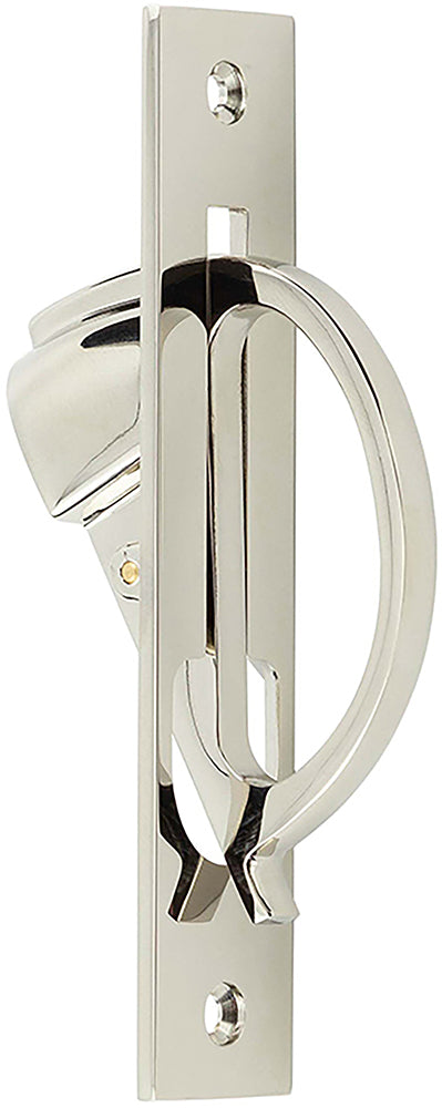 Pocket Door Edge Pull - Counterbalanced - 130mm x 26mm - Polished Nickel - Open