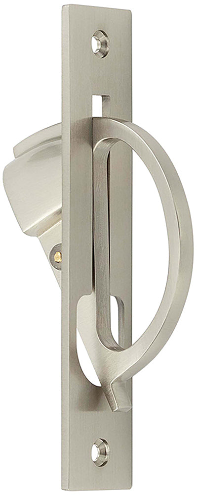 Pocket Door Edge Pull - Counterbalanced - 130mm x 26mm - Satin Nickel - Open