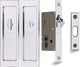 Rectangular Turn & Release Hook Lock For Sliding Pocket Doors - 197mm x 57mm - Polished Chrome