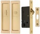 Rectangular Turn & Release Hook Lock For Sliding Pocket Doors - 197mm x 57mm - Satin Brass (Lacquered)