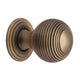 Reeded Cabinet Knob With Rose - Available In Two Sizes - Antique Brass (Gloss Lacquered)