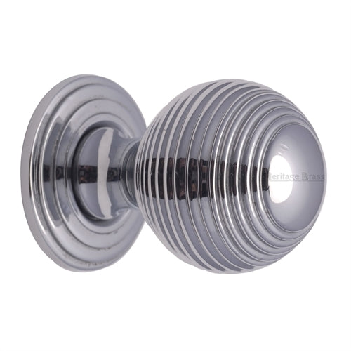 Reeded Cupboard Knob - 32mm - Polished Chrome