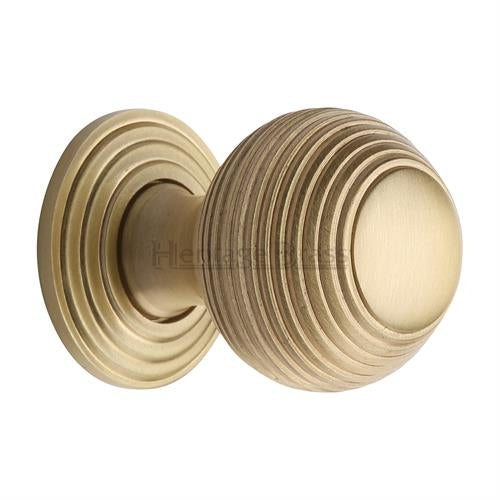 Reeded Cupboard Knob - 32mm - Satin Brass