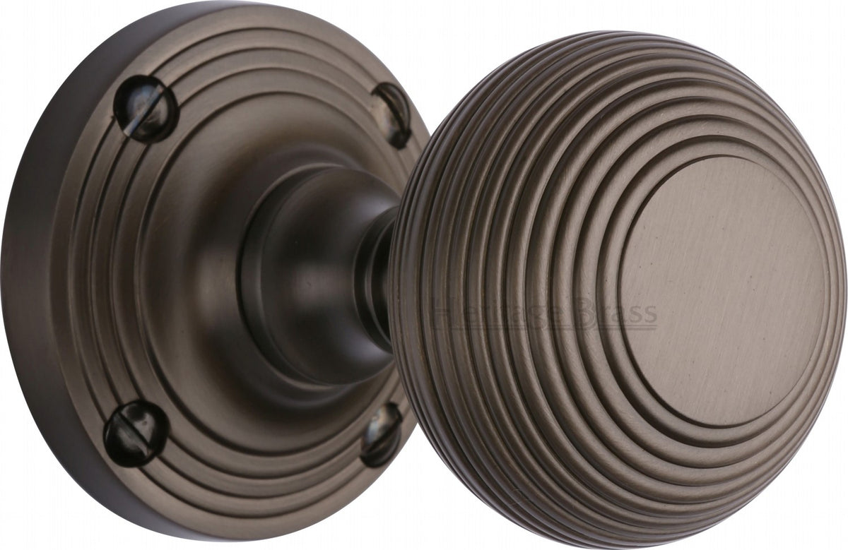 Reeded Round Mortice Knobs - Matt Bronze