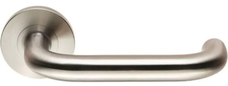 Grade 4 return to door lever handles - fire rated - satin stainless steel